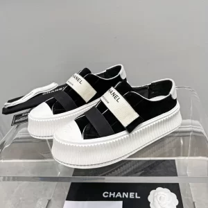 Chanel Platform Velvet Sneaker Black 