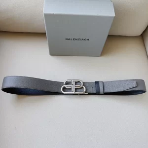 Essenceofluxury Womens Belts Balenciaga BB Leather Belt in Gray Black 34MM A191PP240 AA201380