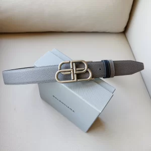 Essenceofluxury Womens Belts Balenciaga BB Leather Belt in Gray Black 34MM A191PP240 AA201380