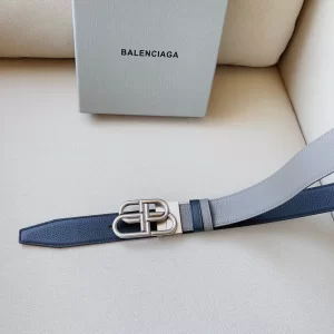 Essenceofluxury Womens Belts Balenciaga BB Leather Belt in Gray Black 34MM A191PP240 AA201380