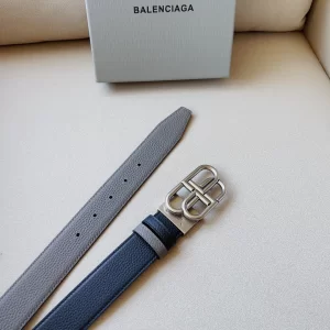 Essenceofluxury Womens Belts Balenciaga BB Leather Belt in Gray Black 34MM A191PP240 AA201380