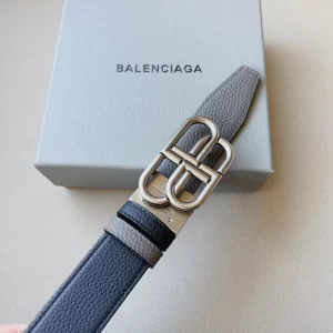 Essenceofluxury Womens Belts Balenciaga BB Leather Belt in Gray Black 34MM A191PP240 AA201380