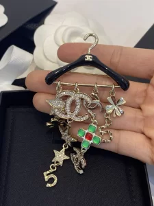 Chanel Crystals CC Multi Charms Brooch 