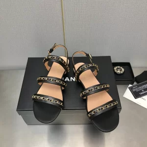 Essenceofluxury Womens Shoes Chanel Leather Flat Sandals in Black 35 To 41 A151PP480 AA201835