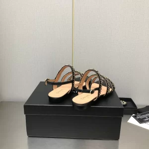 Essenceofluxury Womens Shoes Chanel Leather Flat Sandals in Black 35 To 41 A151PP480 AA201835