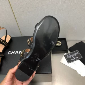 Essenceofluxury Womens Shoes Chanel Leather Flat Sandals in Black 35 To 41 A151PP480 AA201835