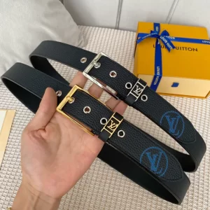 Essenceofluxury Mens Belts Louis Vuitton Vendome Leather Belt in Black 35MM A175PP240 AA201882