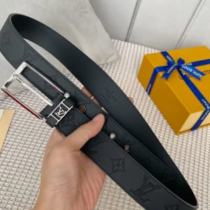 Essenceofluxury Mens Belts Louis Vuitton Vendome Leather Belt in Black 35MM A175PP240 AA201883