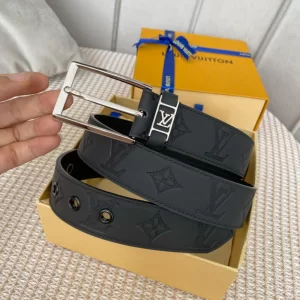 Essenceofluxury Mens Belts Louis Vuitton Vendome Leather Belt in Black 35MM A175PP240 AA201883