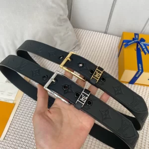 Essenceofluxury Mens Belts Louis Vuitton Vendome Leather Belt in Black 35MM A175PP240 AA201883