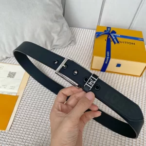 Louis Vuitton Vendome Leather Belt Black 35MM 