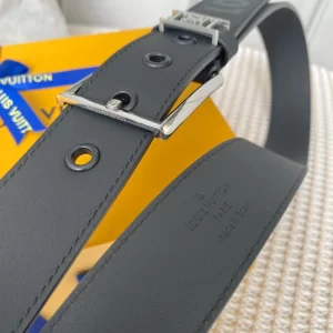 Essenceofluxury Mens Belts Louis Vuitton Vendome Leather Belt in Black 35MM A175PP240 AA201885