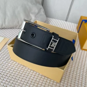 Essenceofluxury Mens Belts Louis Vuitton Vendome Leather Belt in Black 35MM A175PP240 AA201885