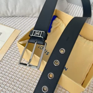 Essenceofluxury Mens Belts Louis Vuitton Vendome Leather Belt in Black 35MM A175PP240 AA201885