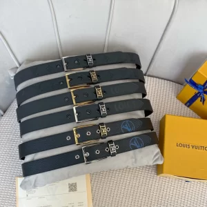 Essenceofluxury Mens Belts Louis Vuitton Vendome Leather Belt in Black 35MM A175PP240 AA201885