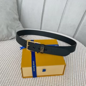 Louis Vuitton Vendome Leather Belt Black 35MM 
