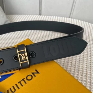 Essenceofluxury Mens Belts Louis Vuitton Vendome Leather Belt in Black 35MM A175PP240 AA201886