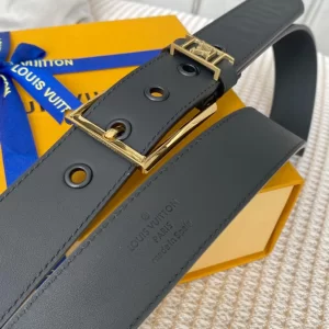 Essenceofluxury Mens Belts Louis Vuitton Vendome Leather Belt in Black 35MM A175PP240 AA201886