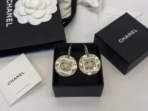 Chanel Crystal CC Gold Round Earrings