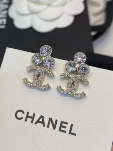 Chanel Crystal CC Logo Earrings