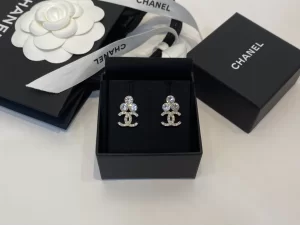 Chanel Crystal CC Logo Earrings