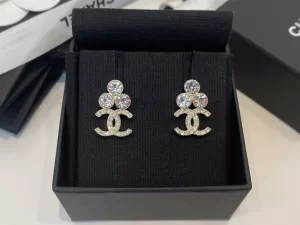 Chanel Crystal CC Logo Earrings