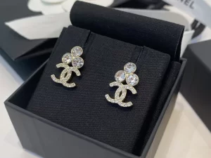 Chanel Crystal CC Logo Earrings