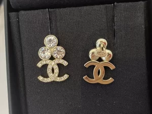 Chanel Crystal CC Logo Earrings