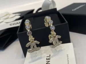 Chanel Crystal CC Logo Earrings 