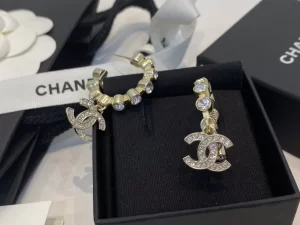 Chanel Crystal CC Logo Earrings