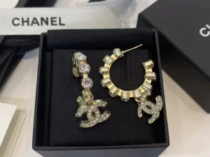 Chanel Crystal CC Logo Earrings