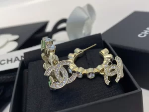 Chanel Crystal CC Logo Earrings
