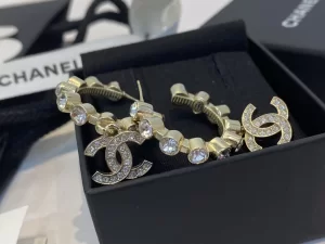 Chanel Crystal CC Logo Earrings