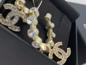 Chanel Crystal CC Logo Earrings