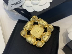 Chanel Crystal CC Square Brooch Black
