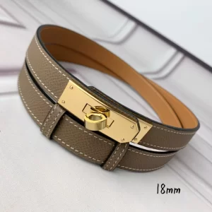 Hermes Kelly 18 Leather Belt Gray 18MM