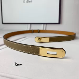 Hermes Kelly 18 Leather Belt Gray 18MM