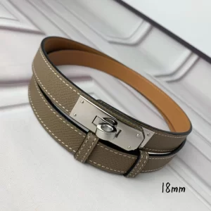 Hermes Kelly 18 Leather Belt Gray 18MM