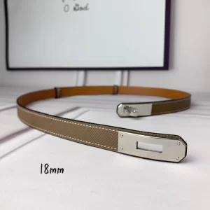 Hermes Kelly 18 Leather Belt Gray 18MM