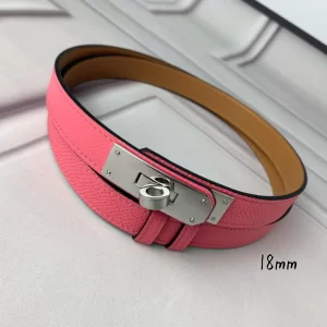 Hermes Kelly 18 Leather Belt Pink 18MM