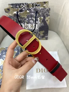 Dior 30 Montaigne Red Leather Belt 35MM