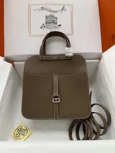 Hermes Halzan Gray Leather Bag
