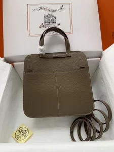 Hermes Halzan Gray Leather Bag 25CM