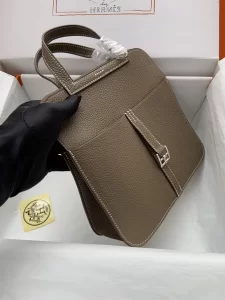 Hermes Halzan Gray Leather Bag 25CM