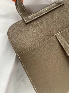 Hermes Halzan Gray Leather Bag 25CM