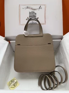 Hermes Halzan Gray Leather Bag 25CM