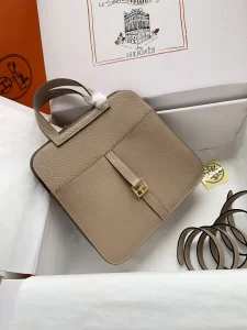 Hermes Halzan Gray Leather Bag 25CM