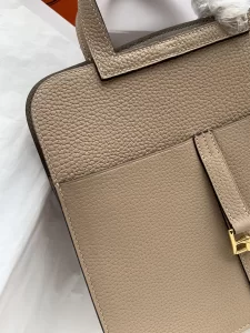 Hermes Halzan Gray Leather Bag 25CM