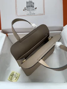 Hermes Halzan Gray Leather Bag 25CM