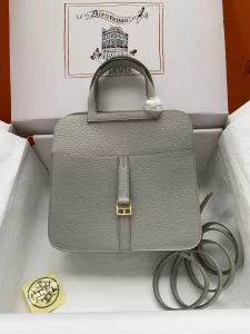 Hermes Halzan Gray Leather Bag